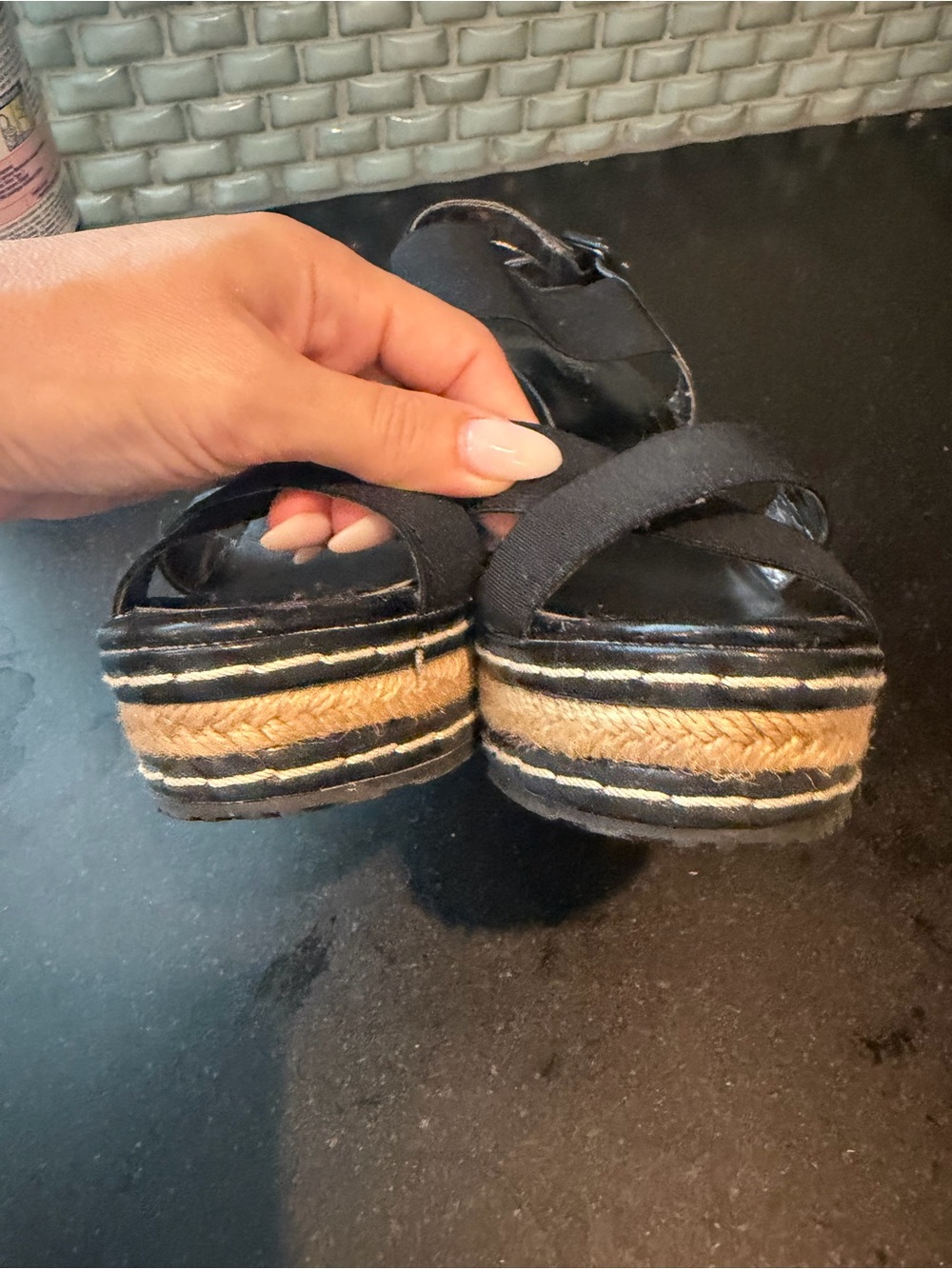 Charles by Charles David Black and tan espadrille wedges size 7 - Picture 7 of 13